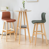Natural Circular Wooden Bistro Bar Table with Shelf Storage Image - 9