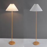 Natural Dark Green Pleated Cone Metal Floor Lamp Image - 12