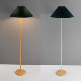 Natural Dark Green Pleated Cone Metal Floor Lamp Image - 13