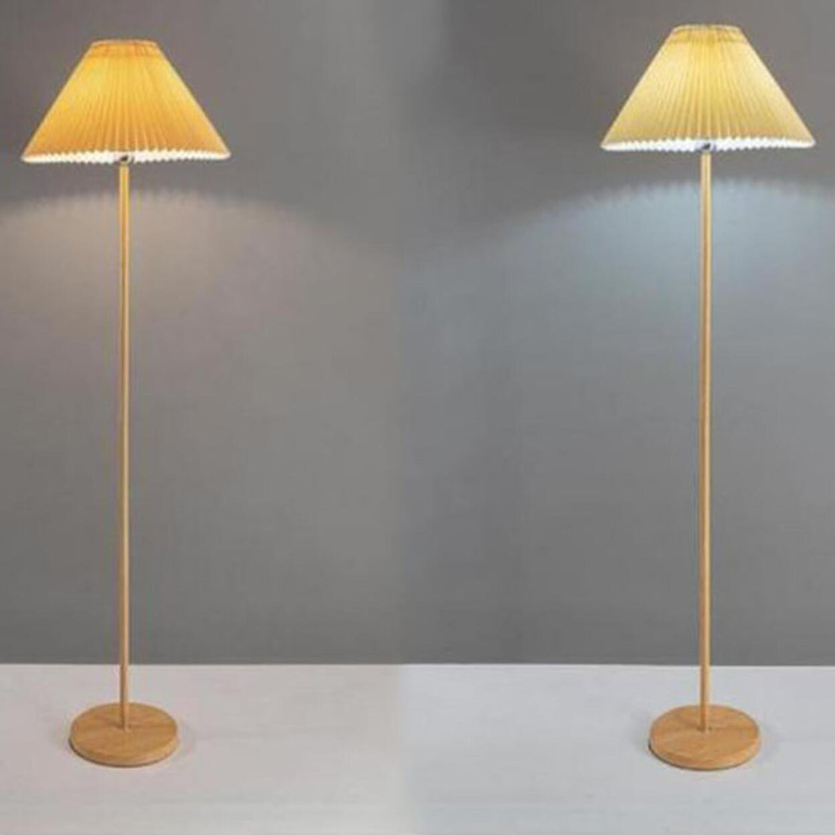 Natural Dark Green Pleated Cone Metal Floor Lamp Image - 14