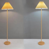 Natural Dark Green Pleated Cone Metal Floor Lamp Image - 14