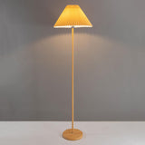 Natural Dark Green Pleated Cone Metal Floor Lamp Image - 15