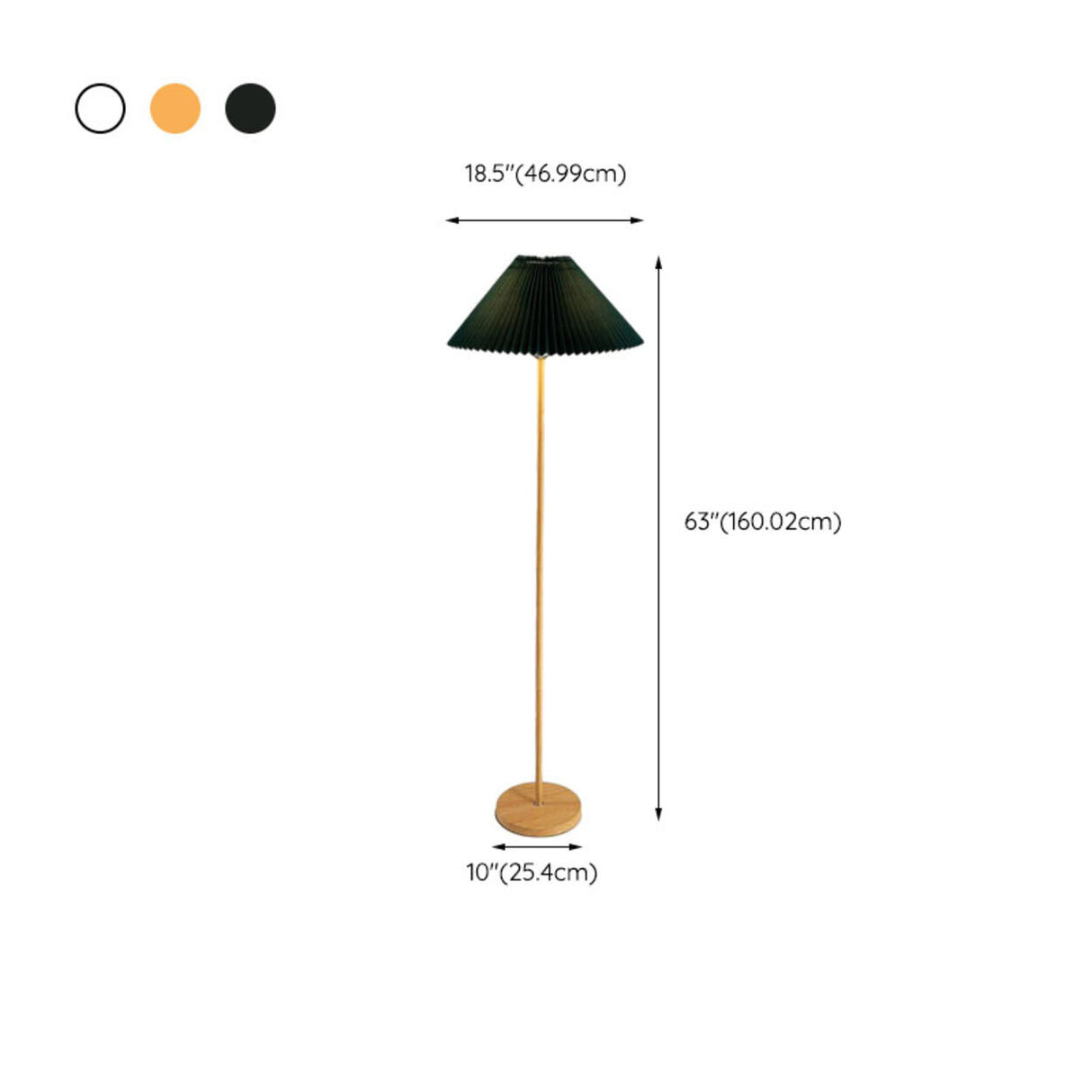 Natural Dark Green Pleated Cone Metal Floor Lamp 
