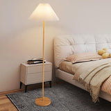 Natural Dark Green Pleated Cone Metal Floor Lamp Image - 4