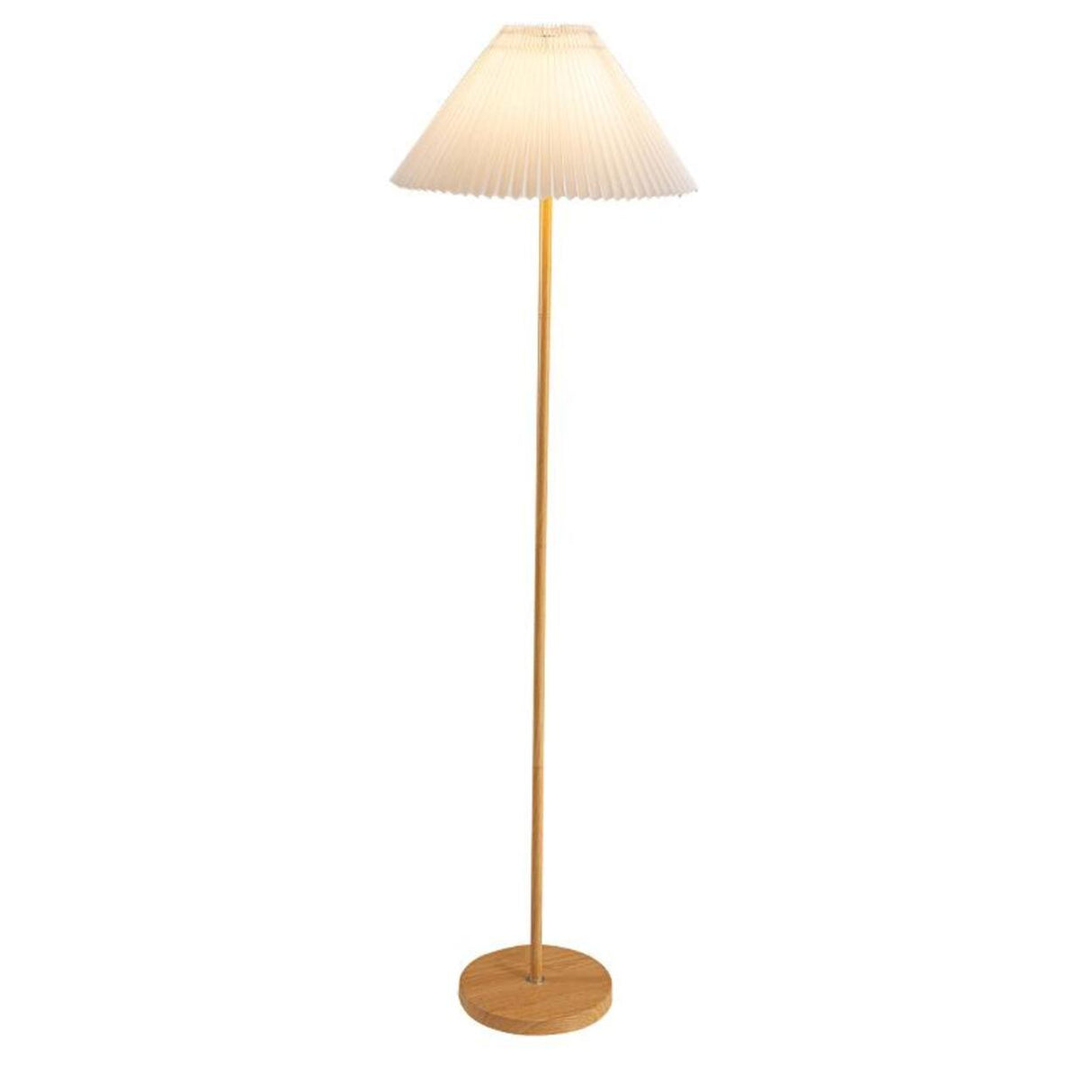 Natural Dark Green Pleated Cone Metal Floor Lamp Image - 8