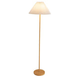 Natural Dark Green Pleated Cone Metal Floor Lamp Image - 8