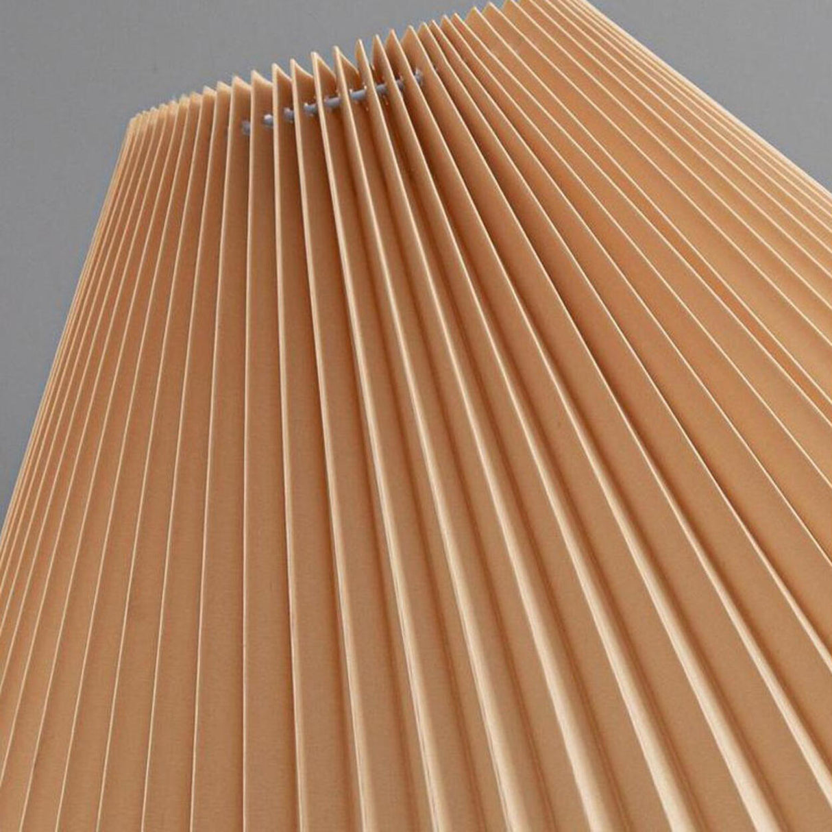 Natural Dark Green Pleated Cone Metal Floor Lamp Image - 9