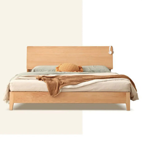 Natural Easy Assembly Queen Panel Bed with Headboard Image - 2