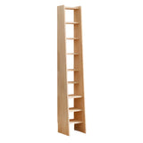 Natural Finish Casual Ladder Wooden Display Bookshelf Image - 2