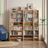 Natural Finish Casual Ladder Wooden Display Bookshelf Image - 4
