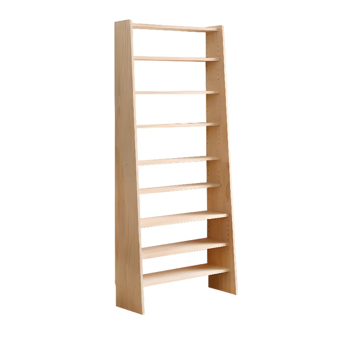 Natural Finish Casual Ladder Wooden Display Bookshelf Image - 5