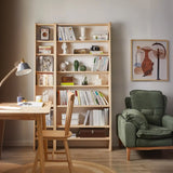 Natural Finish Casual Ladder Wooden Display Bookshelf Image - 6