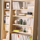 Natural Finish Casual Ladder Wooden Display Bookshelf Image - 8
