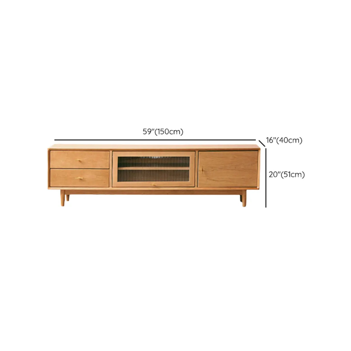 Natural Finish Cherry Wood Enclosed Storage TV Stand Image - 15