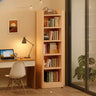 Natural Finish Classic Timber 7 Shelves Narrow Bookcase Image - 2