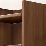 Natural Finish Classic Timber 7 Shelves Narrow Bookcase Image - 6