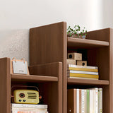 Natural Finish Classic Timber 7 Shelves Narrow Bookcase Image - 8