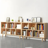 Natural Finish Closed Wood Horizontal Storage Bookcase Image - 4
