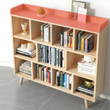 Natural Finish Closed Wood Horizontal Storage Bookcase Image - 14