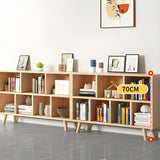 Natural Finish Closed Wood Horizontal Storage Bookcase Image - 15