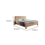Natural Finish King Wooden Bed with Panel Headboard Image - 14