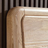 Natural Finish King Wooden Bed with Panel Headboard Image - 9