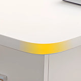 Natural Finish L-Shaped Wood Credenza Desk with Storage Image - 8