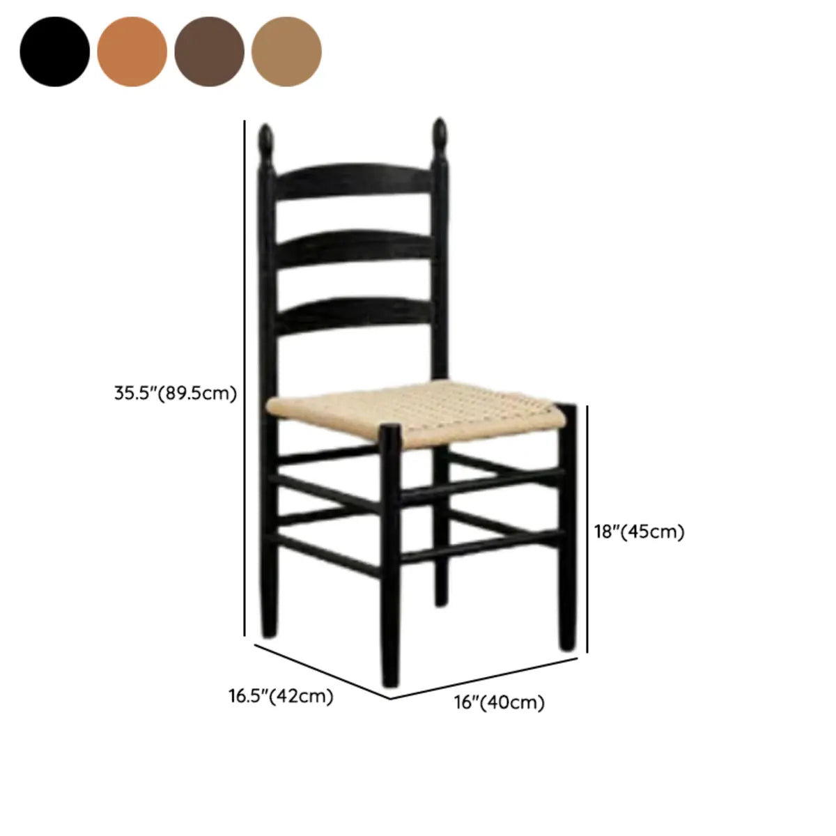 Natural Finish Ladder Back Woven Wooden Dining Chair 