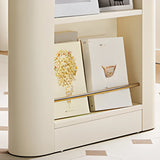 Natural Finish Long Wooden Writing Desk with Storage Image - 7
