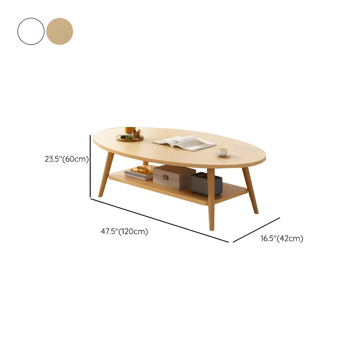 Natural Finish Manufactured Wood Storage Coffee Table Image - 16