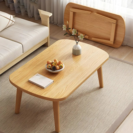 Natural Finish Manufactured Wood Storage Coffee Table Image - 2