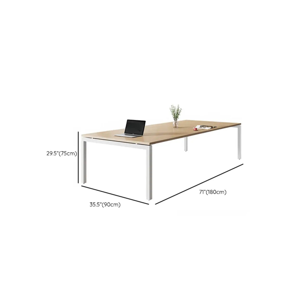 Natural Finish Multi-person Long Wooden Writing Desk Image - 12