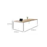 Natural Finish Multi-person Long Wooden Writing Desk Image - 15