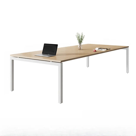 Natural Finish Multi-person Long Wooden Writing Desk Image - 2