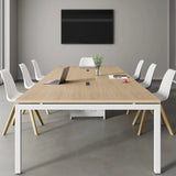 Natural Finish Multi-person Long Wooden Writing Desk Image - 4