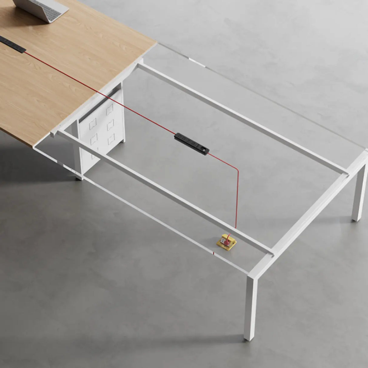 Natural Finish Multi-person Long Wooden Writing Desk Image - 5