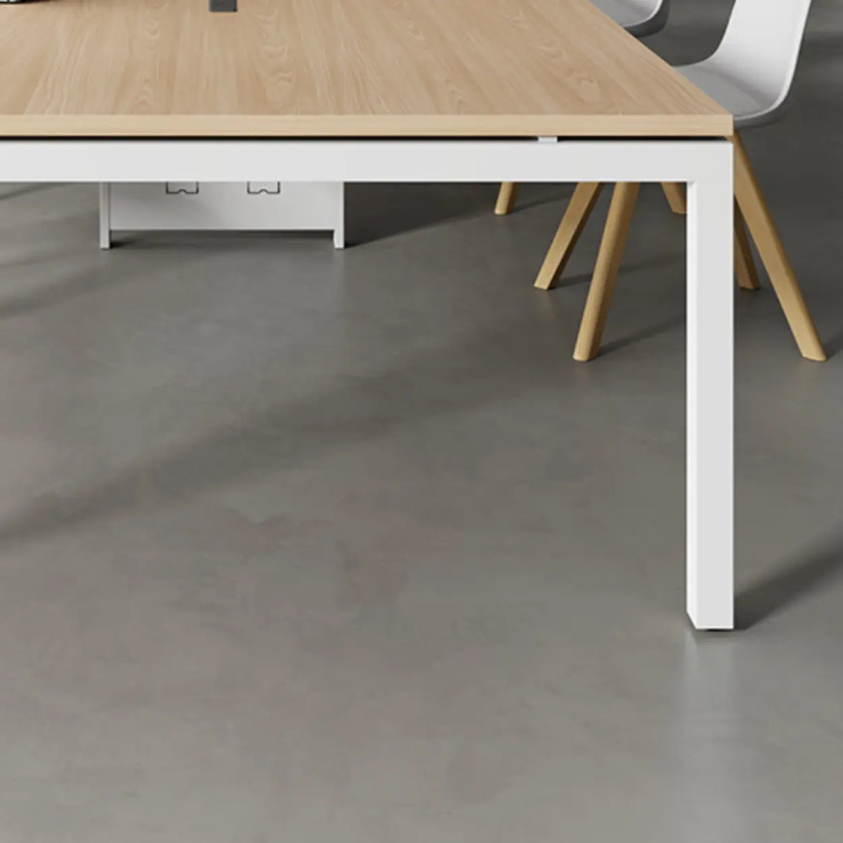 Natural Finish Multi-person Long Wooden Writing Desk Image - 6
