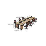 Natural Finish Multi-person Wooden Desk with Storage Image - 12