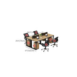 Natural Finish Multi-person Wooden Desk with Storage #size