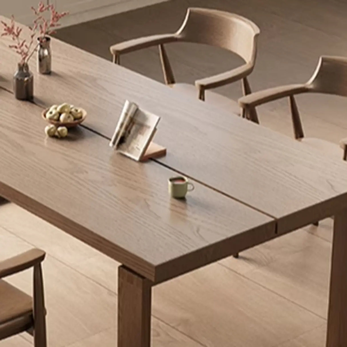 Natural Finish Narrow Wood Multi-person Conference Desk Image - 10