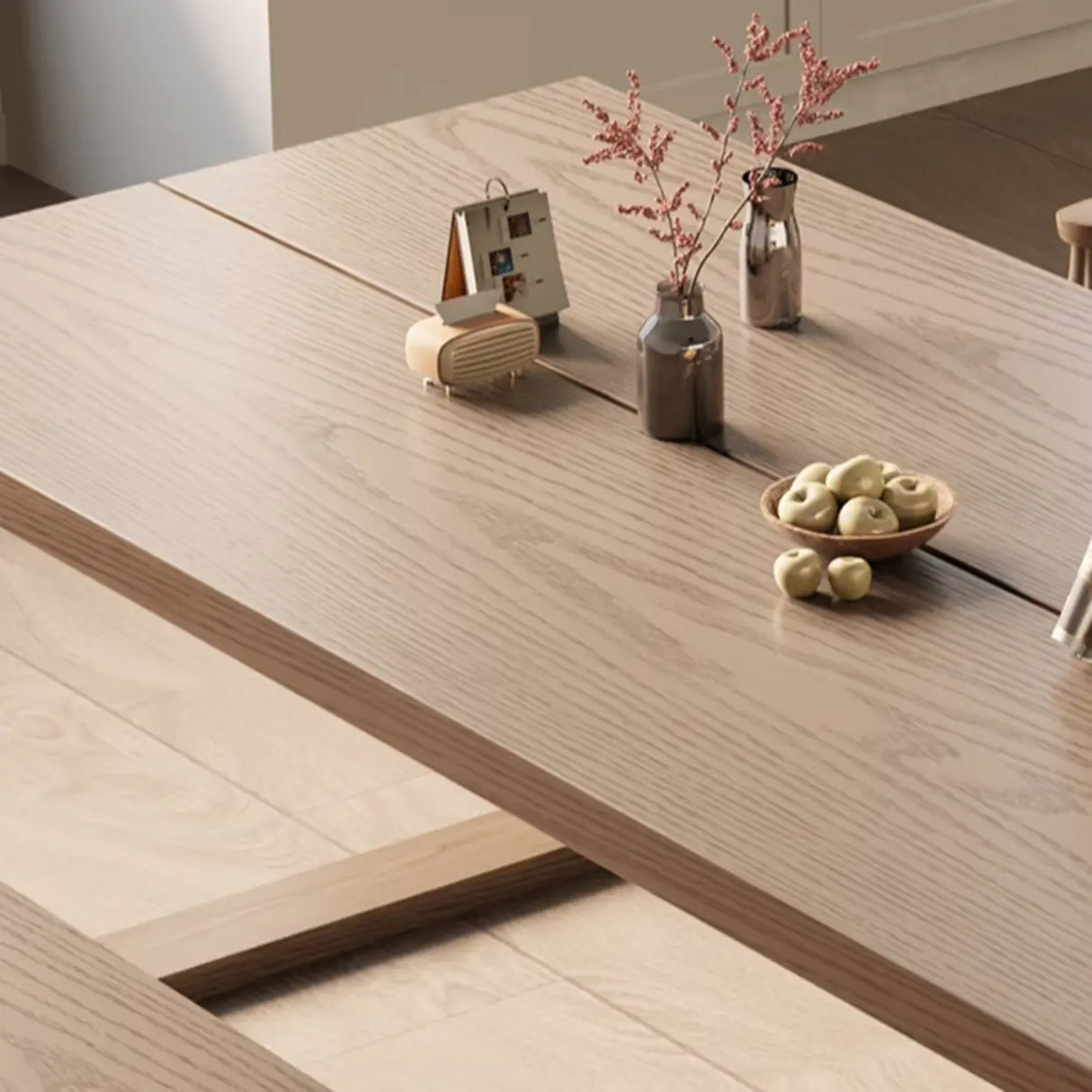 Natural Finish Narrow Wood Multi-person Conference Desk Image - 11
