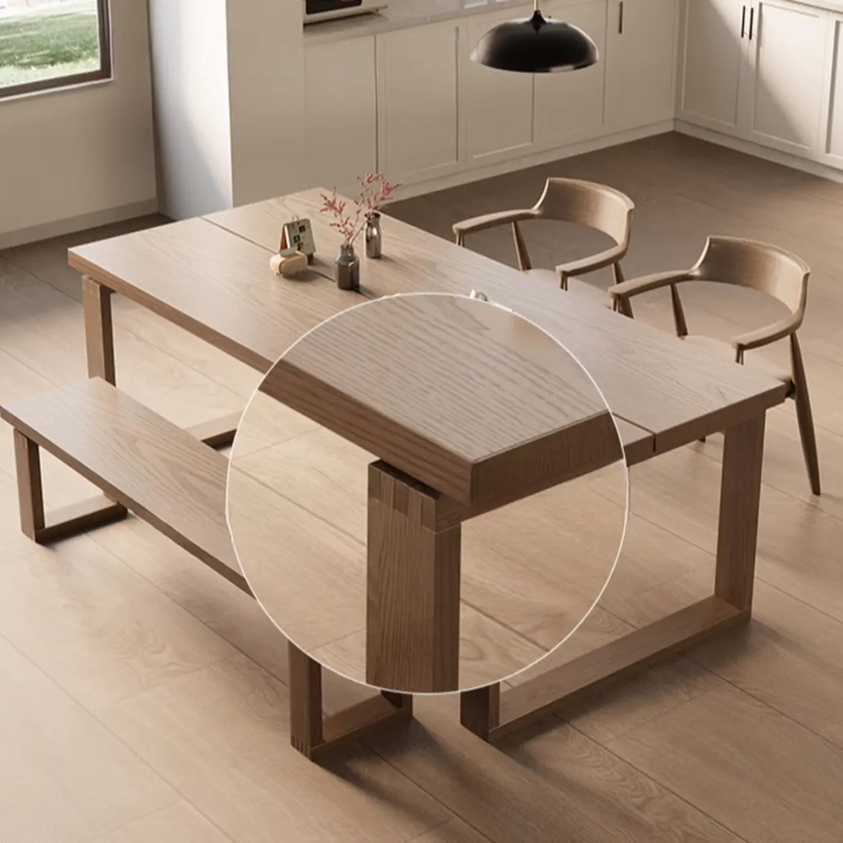 Natural Finish Narrow Wood Multi-person Conference Desk Image - 12
