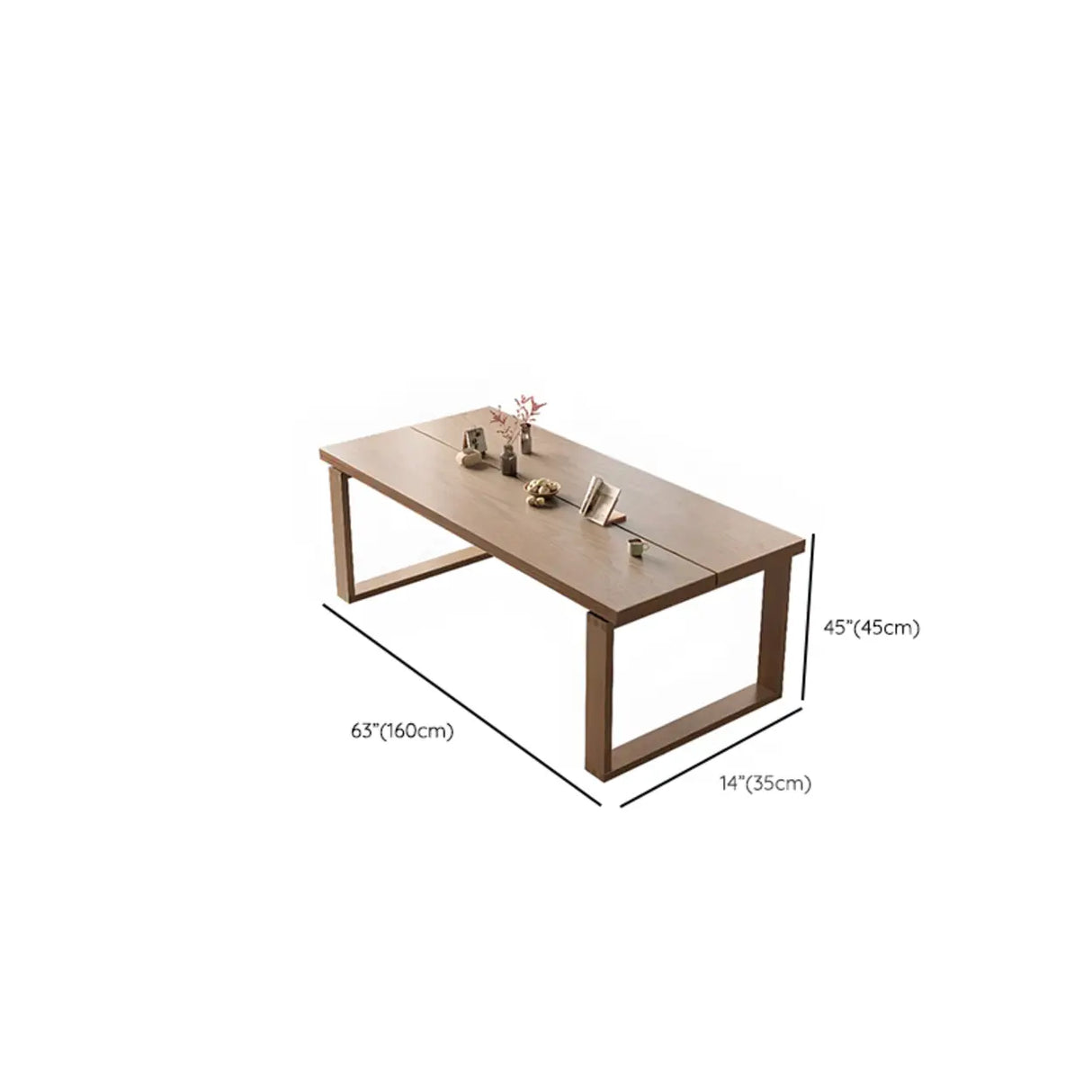 Natural Finish Narrow Wood Multi-person Conference Desk Image - 22