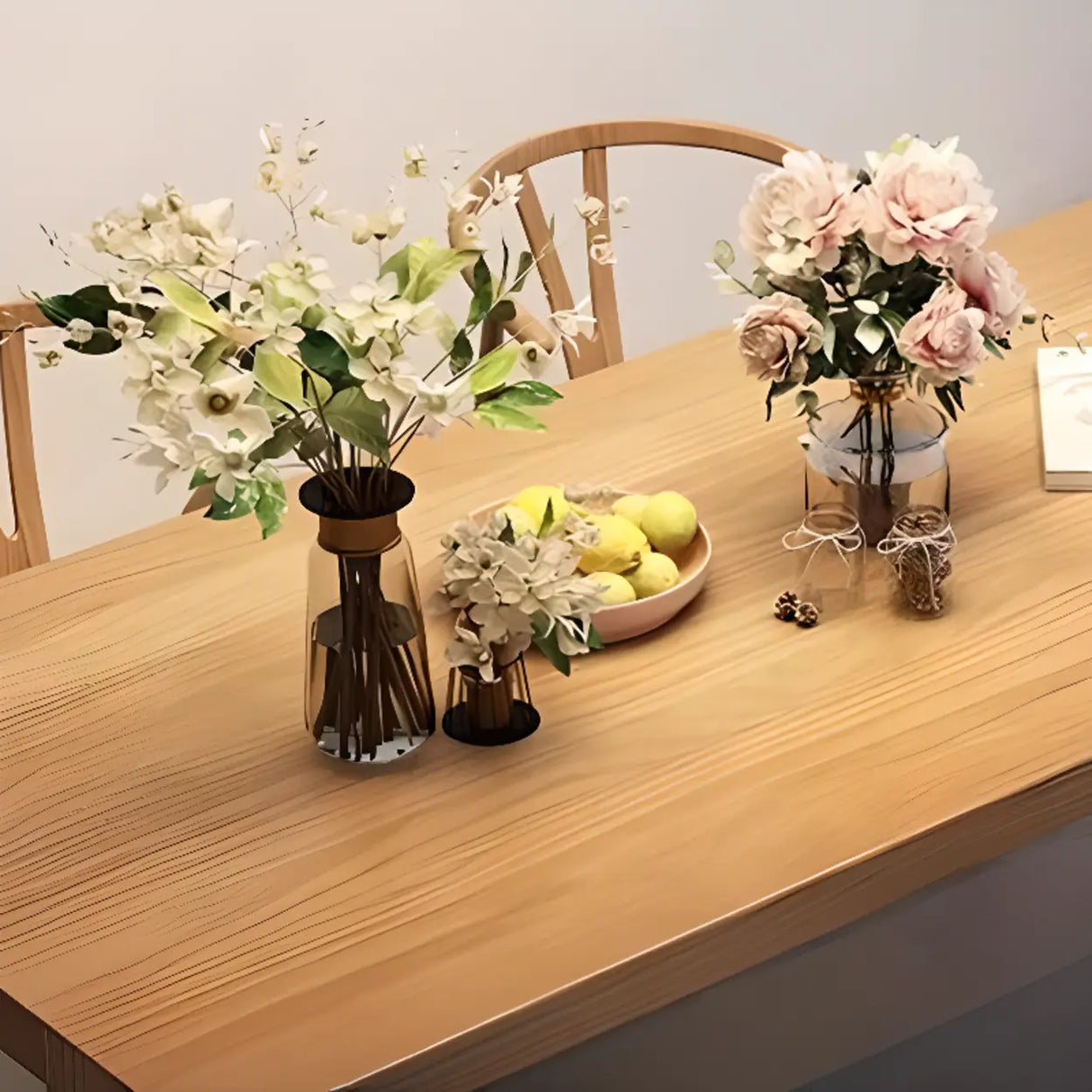 Natural Finish Narrow Wood Multi-person Conference Desk Image - 4