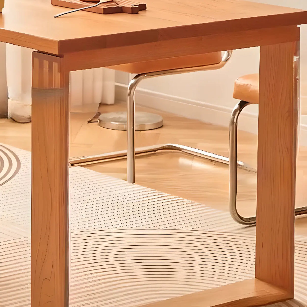 Natural Finish Narrow Wood Multi-person Conference Desk Image - 5