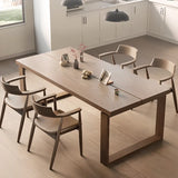 Natural Finish Narrow Wood Multi-person Conference Desk Image - 7