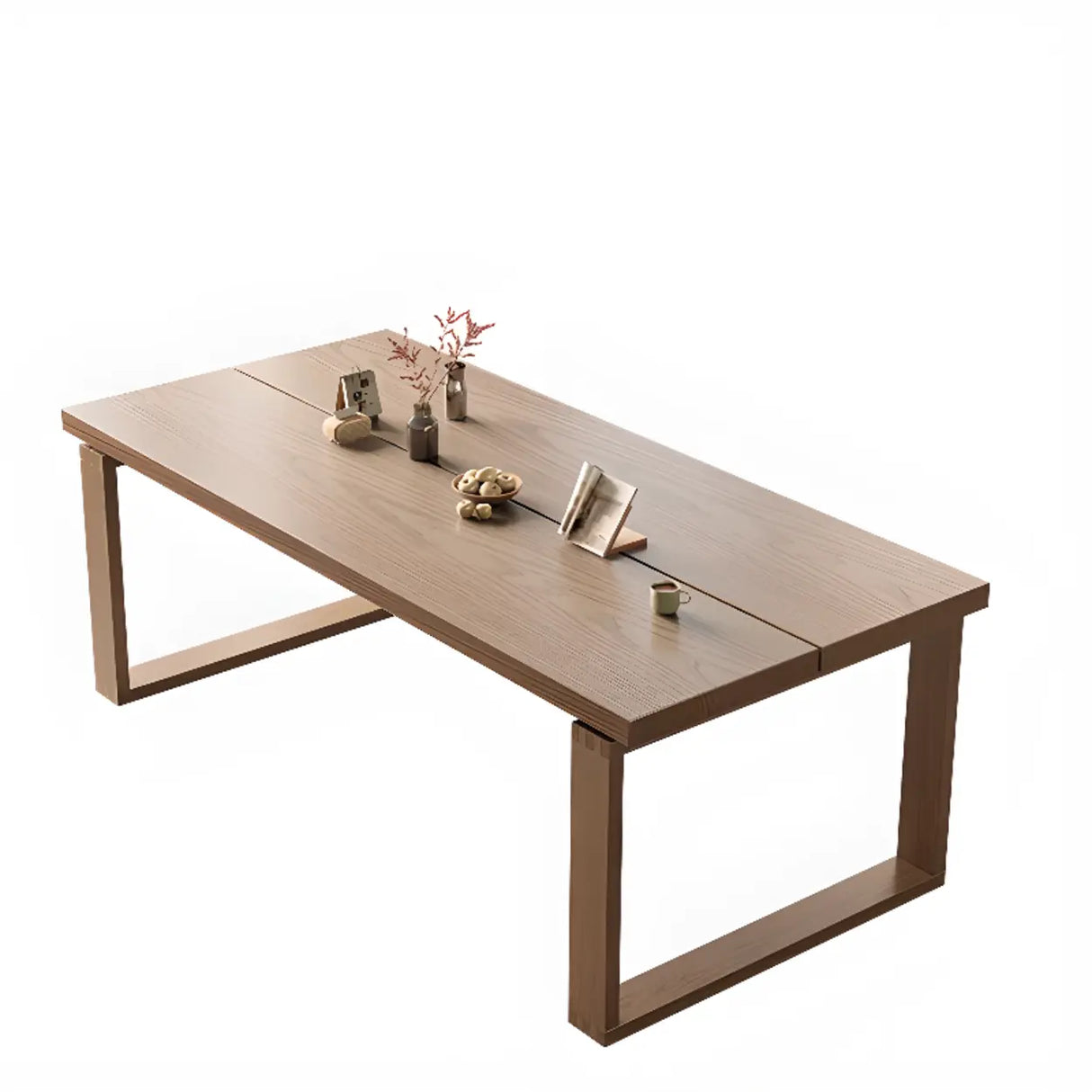 Natural Finish Narrow Wood Multi-person Conference Desk Image - 8