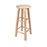 Natural Finish Oak Round Wood Backless Bar Stools Image - 1