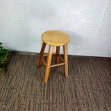 Natural Finish Oak Round Wood Backless Bar Stools Image - 11