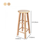 Natural Finish Oak Round Wood Backless Bar Stools Image - 20